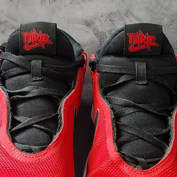 Nike, tennis shoes, bright red w/ black swoosh, youth size 5.5 - Picture 6 of 9